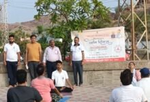 Om Prakash Banthia participating in Yoga Training Camp at Nakoda Tirth, Balotra for International Yoga Day 2025