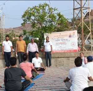 Om Prakash Banthia participating in Yoga Training Camp at Nakoda Tirth, Balotra for International Yoga Day 2025
